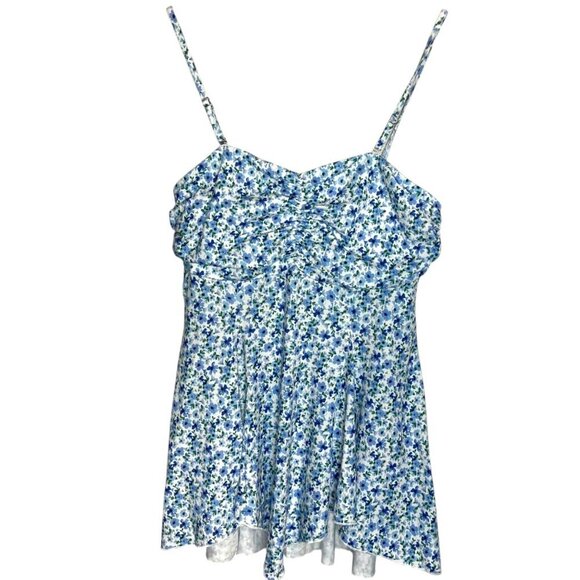 Grace Karin Women's M Tank Top Floral Irregular Hem Ruched Bodice Floral A-Line - Picture 1 of 5